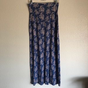 Charlotte Russe Blue Paisley Maxi Skirt